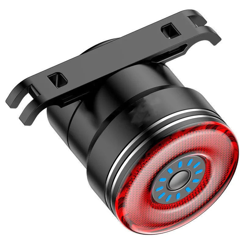 Black smart brake sensing USB charging bicycle taillight with aluminium alloy shell