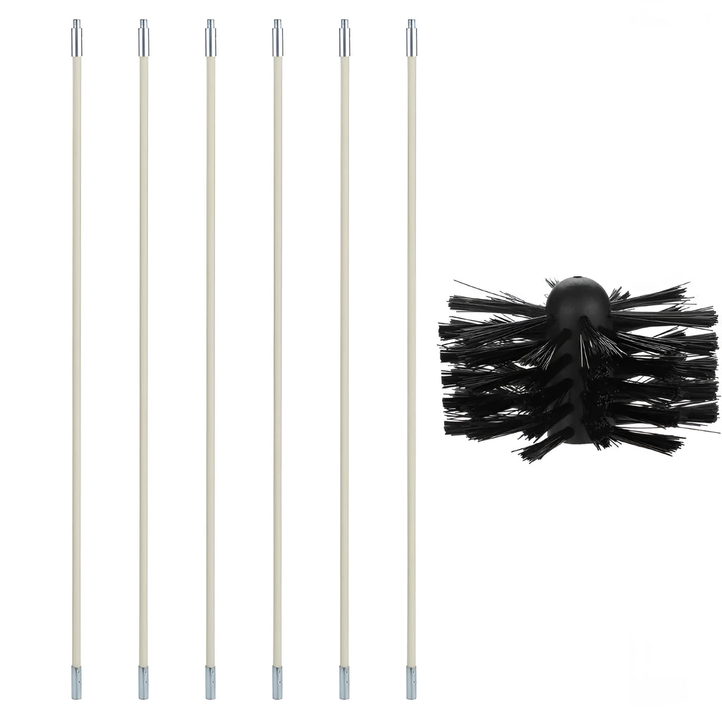Flexible dryer pipe cleaning brush with nylon brush wire for chimney and ventilation system cleaning