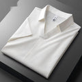 Men's lapel polo short-sleeved t-shirt in cotton blend fabric showing slim fit design