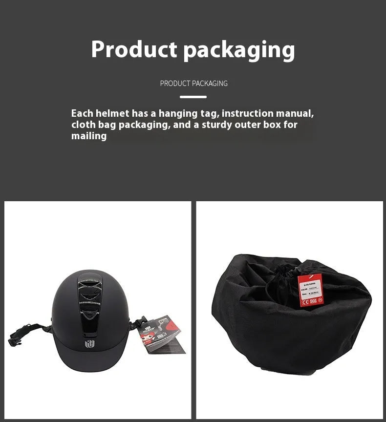 Super light equestrian riding helmet in bright black colour with ABS EPS construction