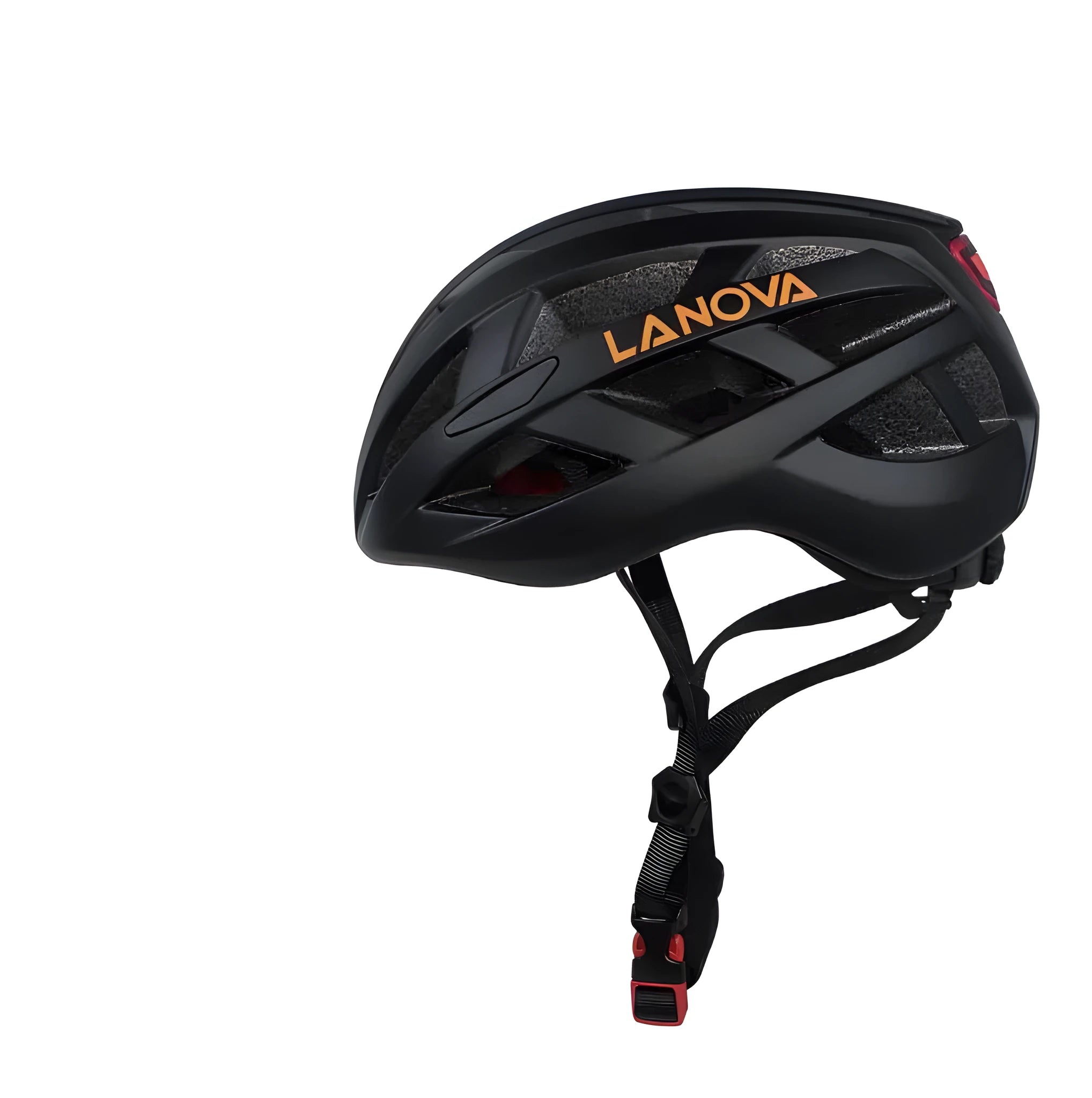 One-piece bicycle helmet with warning light, aerodynamic design, 23 vents, PC EPS, matte black colour