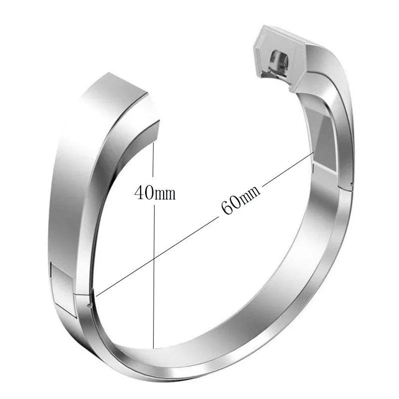 Stainless steel replacement bracelet for Fitbit Alta smartwatch in silver colour with deployment buckle