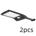 Black 36 LED solar-powered wall light with motion sensor and adjustable mounting bracket.