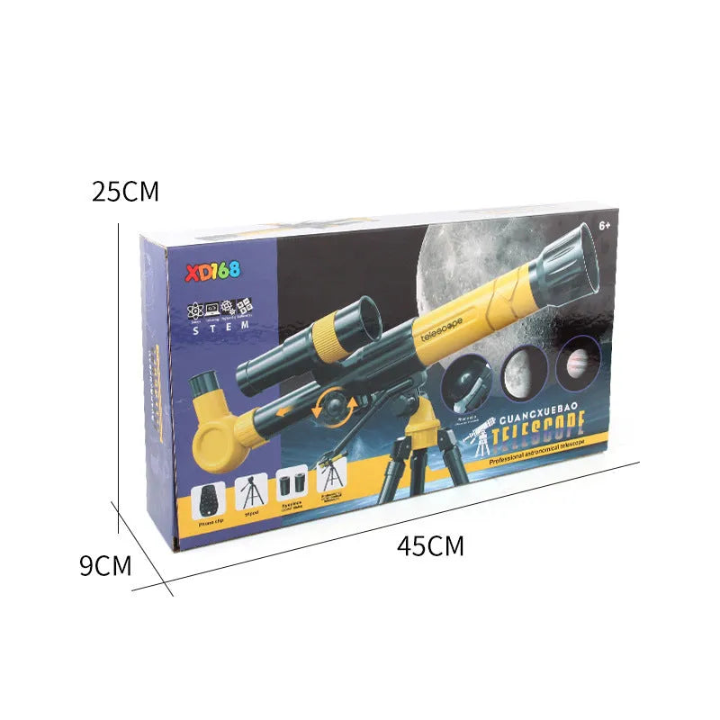 White plastic 150X monocular astronomical telescope on adjustable tripod