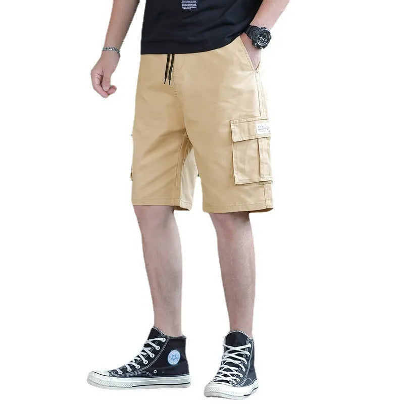 Men's loose fit Korean style casual trousers in camouflage colour, showing relaxed fit and lightweight fabric.