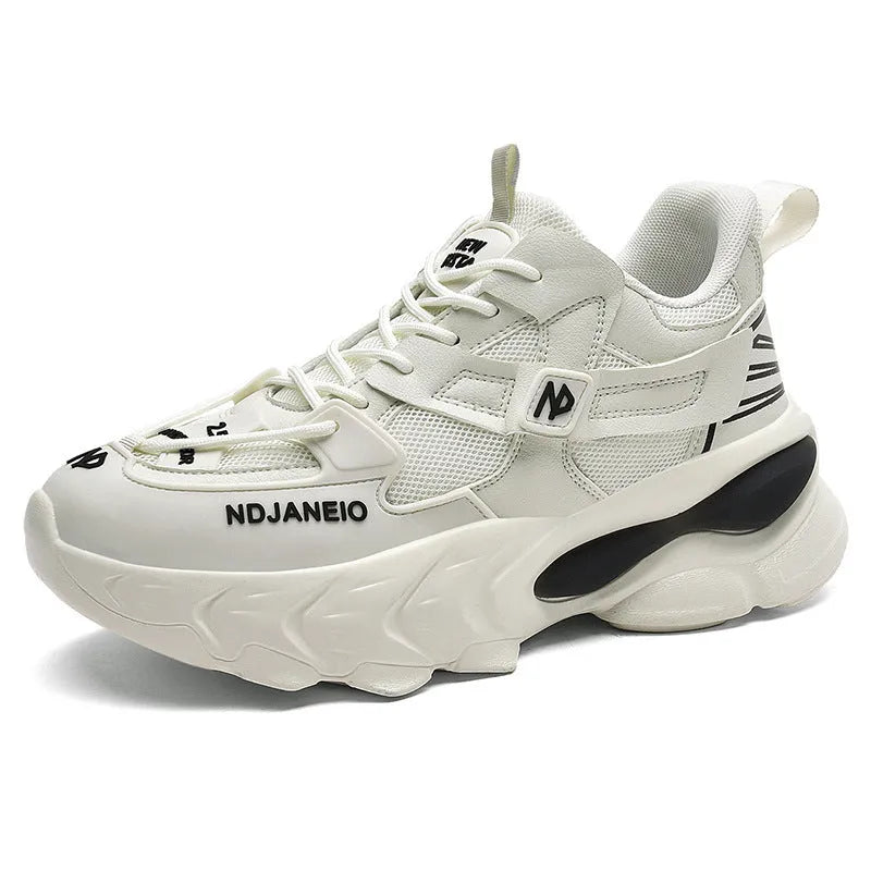 Breathable mesh casual sneaker for men with cross shoulder straps, low top, flat heel, available in black white beige sizes 39-44