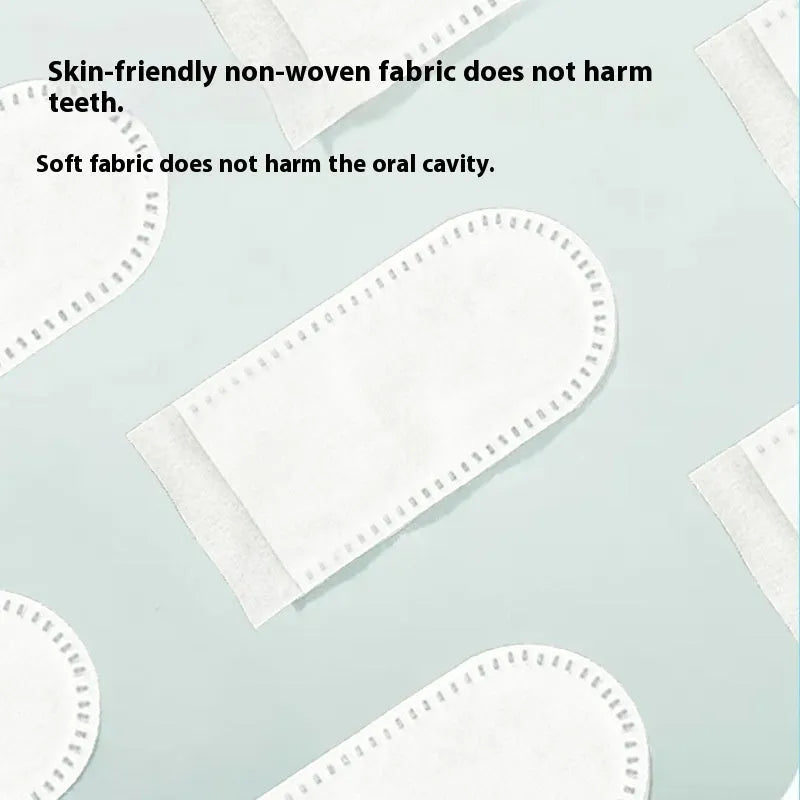 Pack of 50 disposable non-woven fabric finger cots for cleaning cat and dog teeth.