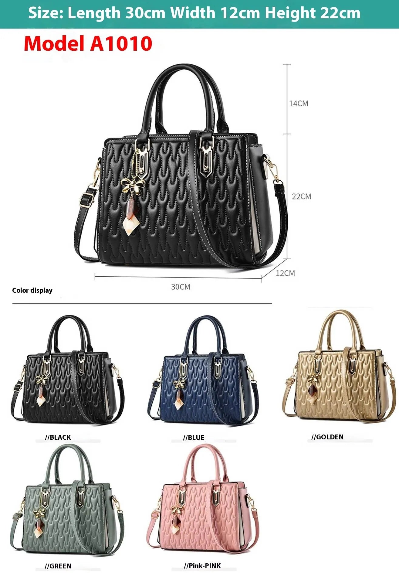 Women's simple shoulder messenger bag in green, dark blue, black, pink, or gold with large capacity and internal compartments