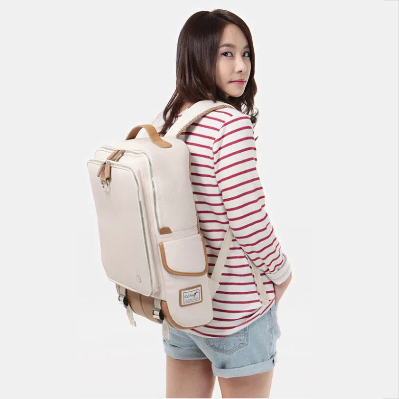 Korean-style men's Oxford cloth backpack in army green colour showing 30x16x46cm dimensions