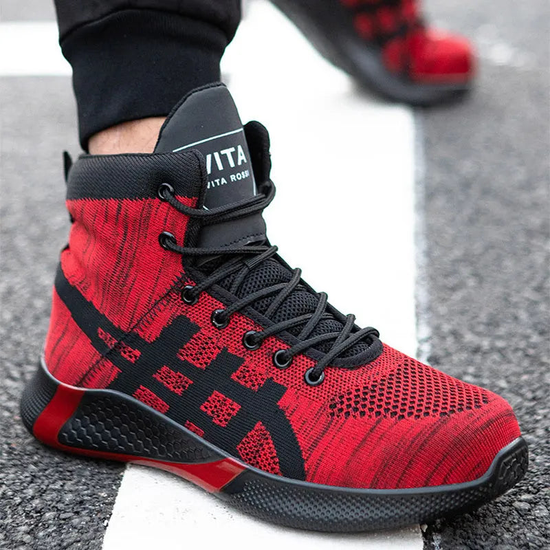 Winter plush lace-up safety boots for men with steel toe and warm lining