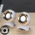 Compact black and gold USB-powered stereo speakers for computer desktop with 130cm cable