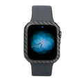 Carbon fibre and leather half-wrap protective case for 44mm Apple Watch Series 4 in black.