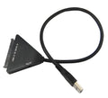 Black USB3.0 to SATA 7+15 pin hard drive adapter cable with a separate power connection line.