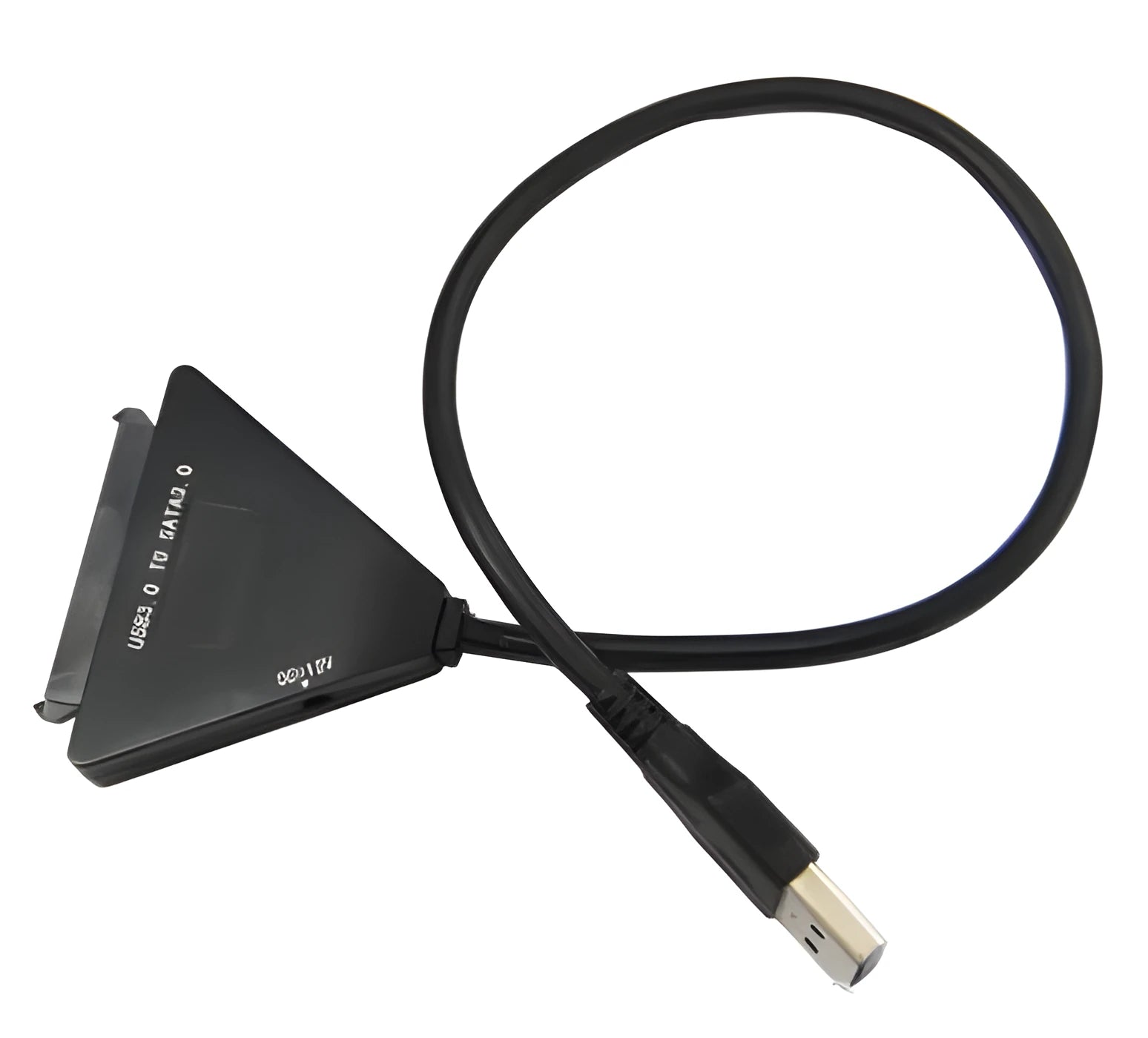 Black USB3.0 to SATA 7+15 pin hard drive adapter cable with a separate power connection line.