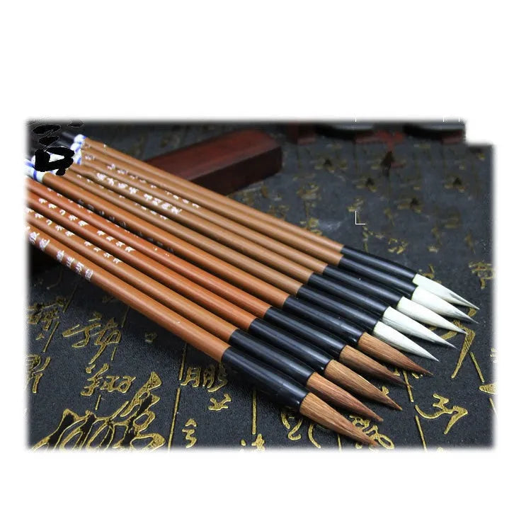 Three synthetic cloud brushes with solid wood or bamboo handles in S, M, L sizes on a white background