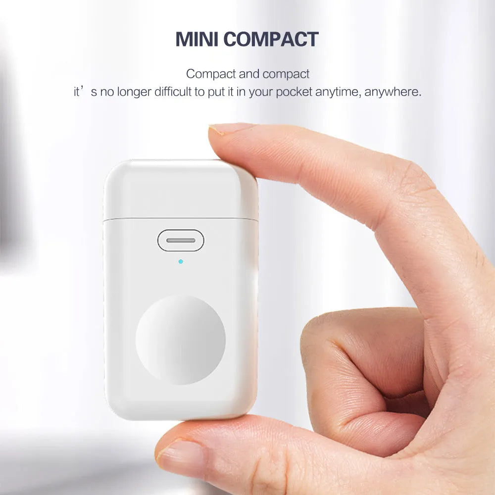 Small white magnetic wireless portable charger for Apple Watch showing size and Micro USB port