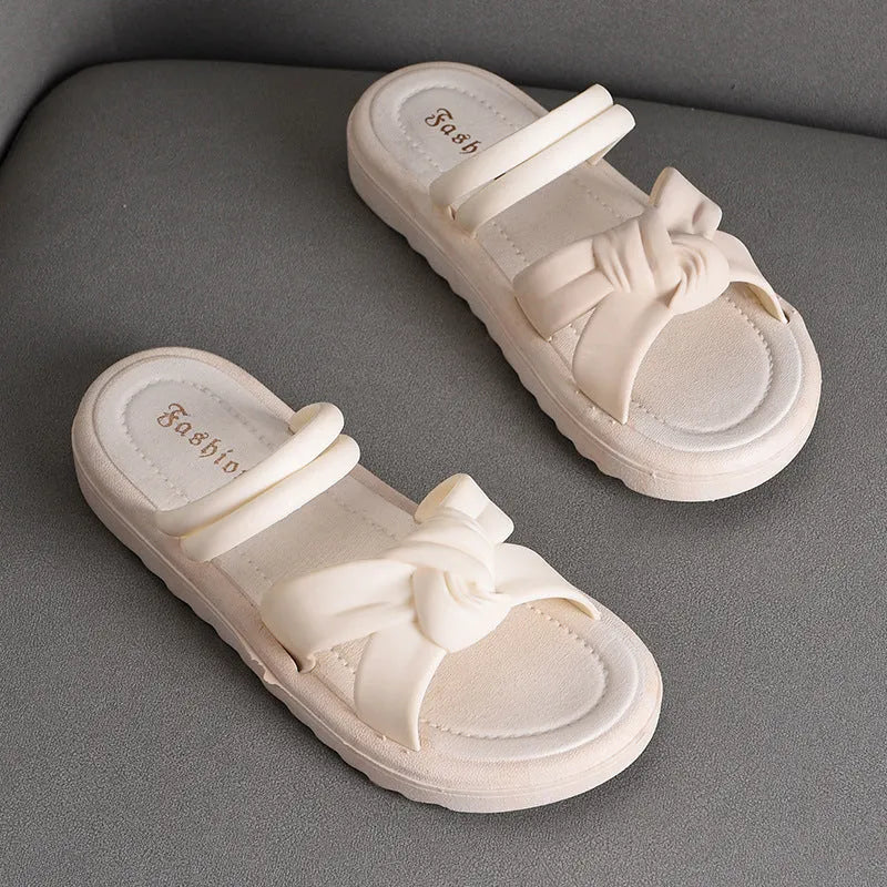 Women's black and white sandals with thick back support and two-way wear design for outdoor leisure