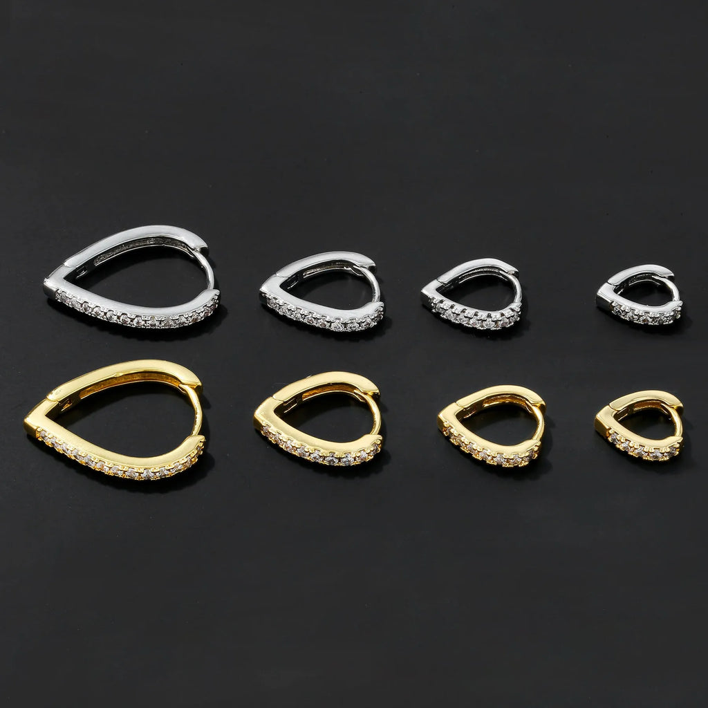 Electroplated copper ear clip with heart geometry design in gold and white gold colour options
