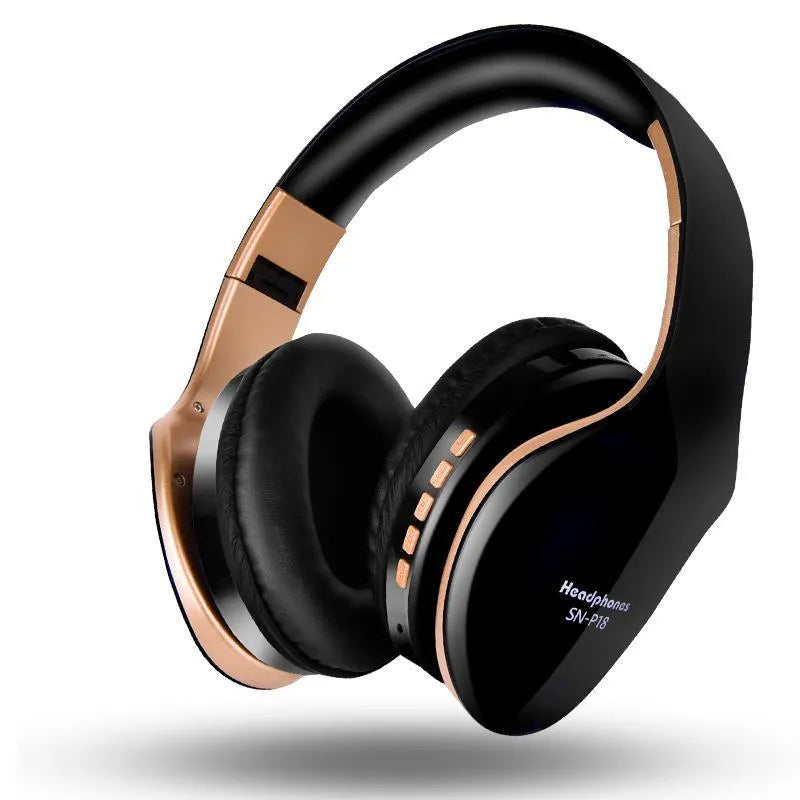 HobbyLane Bluetooth headset in black, red, or white colours showing over-ear design and included auxiliary cable.