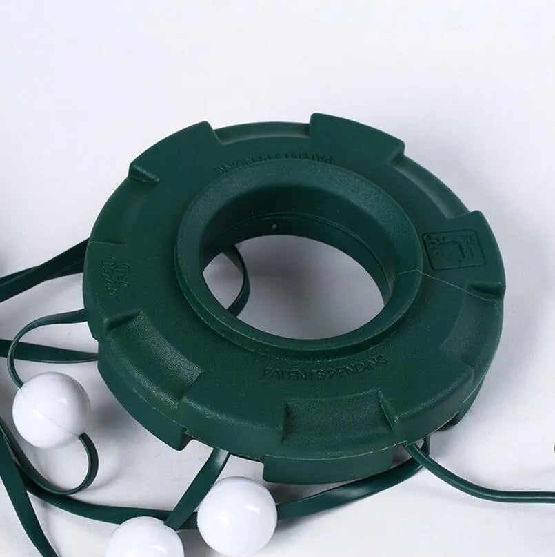 64 LED Christmas tree light string stretched out showing its 1.8 metre length and button control for dimming and colours.