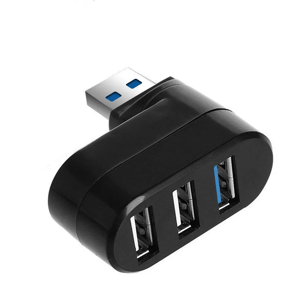 Black or white USB rotary splitter with four USB 3.0 ports for computer connectivity expansion