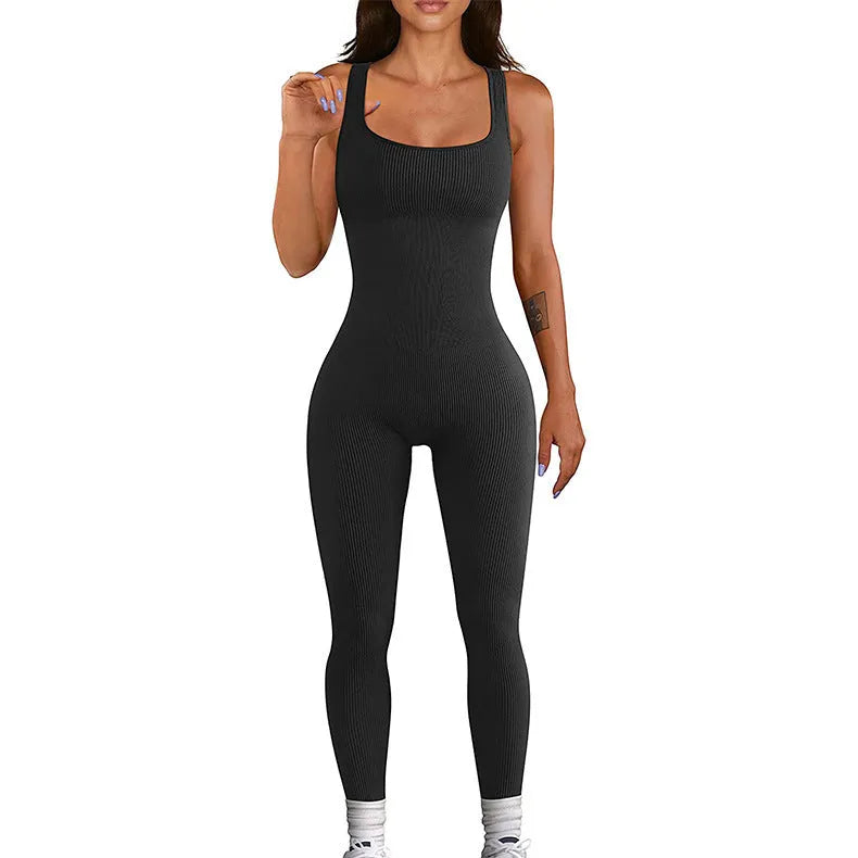 Women's waist-length suspender tank top tights in spandex with decorative buttons