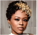 Short black wig 5cm length with high temperature wire hairline on display