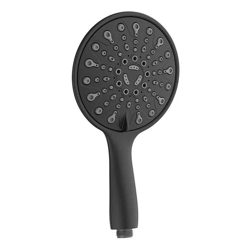Six-function handheld shower head with electroplated finish, showing 6-inch diameter and American-style design.