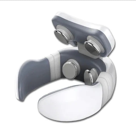 Smart electric pulse back and neck massager with 4 heads, remote control, and hot compress