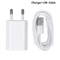 USB travel charger and cable set compatible with iPhone and iPad models for 5V quick charging