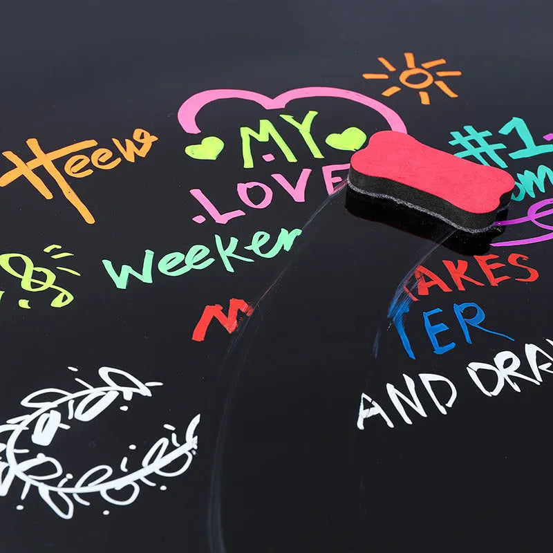 Electronic fluorescent board highlighter with oblique plastic body and 6mm tip, shown with multi-colour refills.