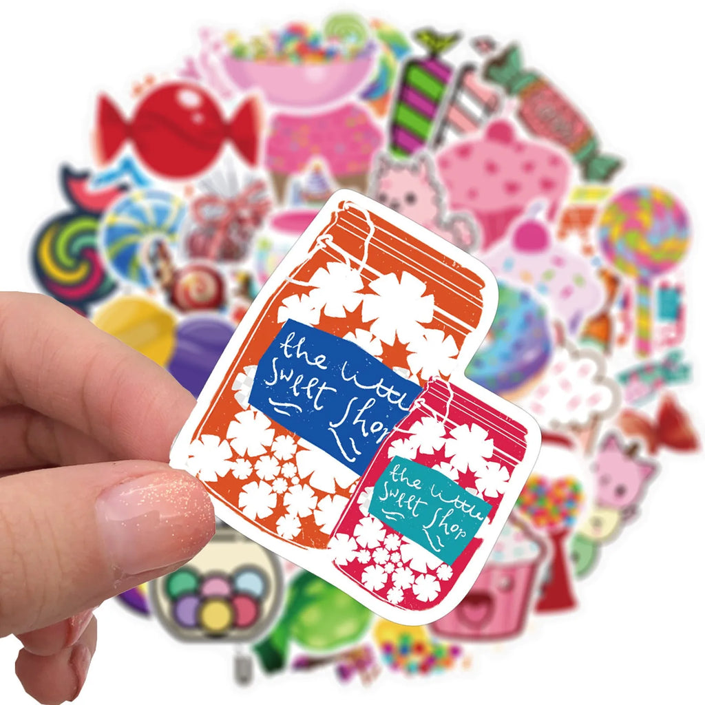 Candy series graffiti cartoon stickers 50-pack pink 4-6cm adhesive