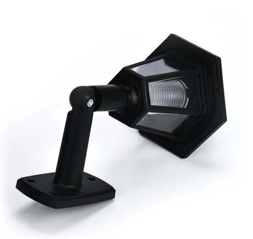 Black hexagonal solar wall lamp with automatic sensor for outdoor garden lighting