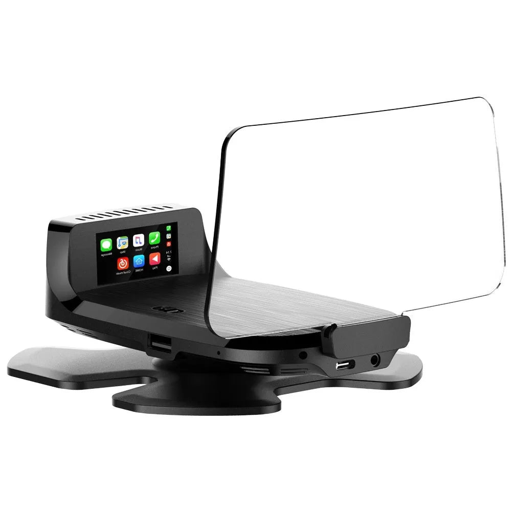 Black ABS car HUD unit projecting digital speed display onto a windscreen