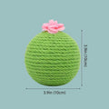 Green cactus-shaped cat toy with a sisal scratching post and a rocking tumbler ball on a weighted base.