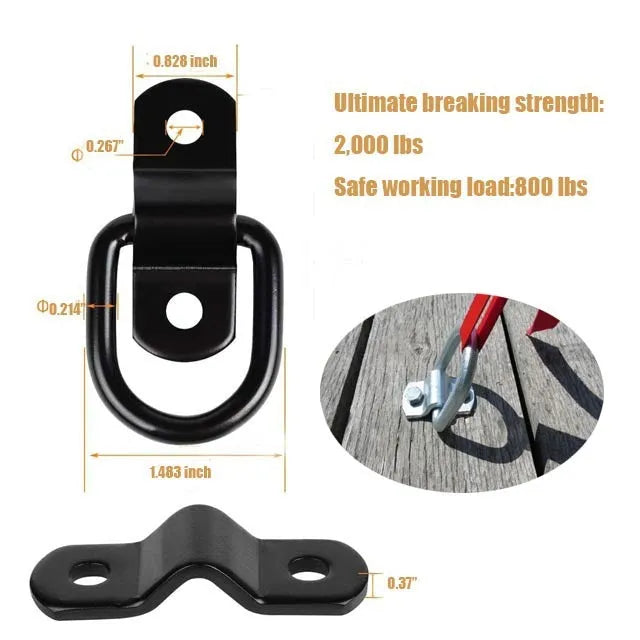 Galvanized carbon steel floor hook with black finish for truck cargo management