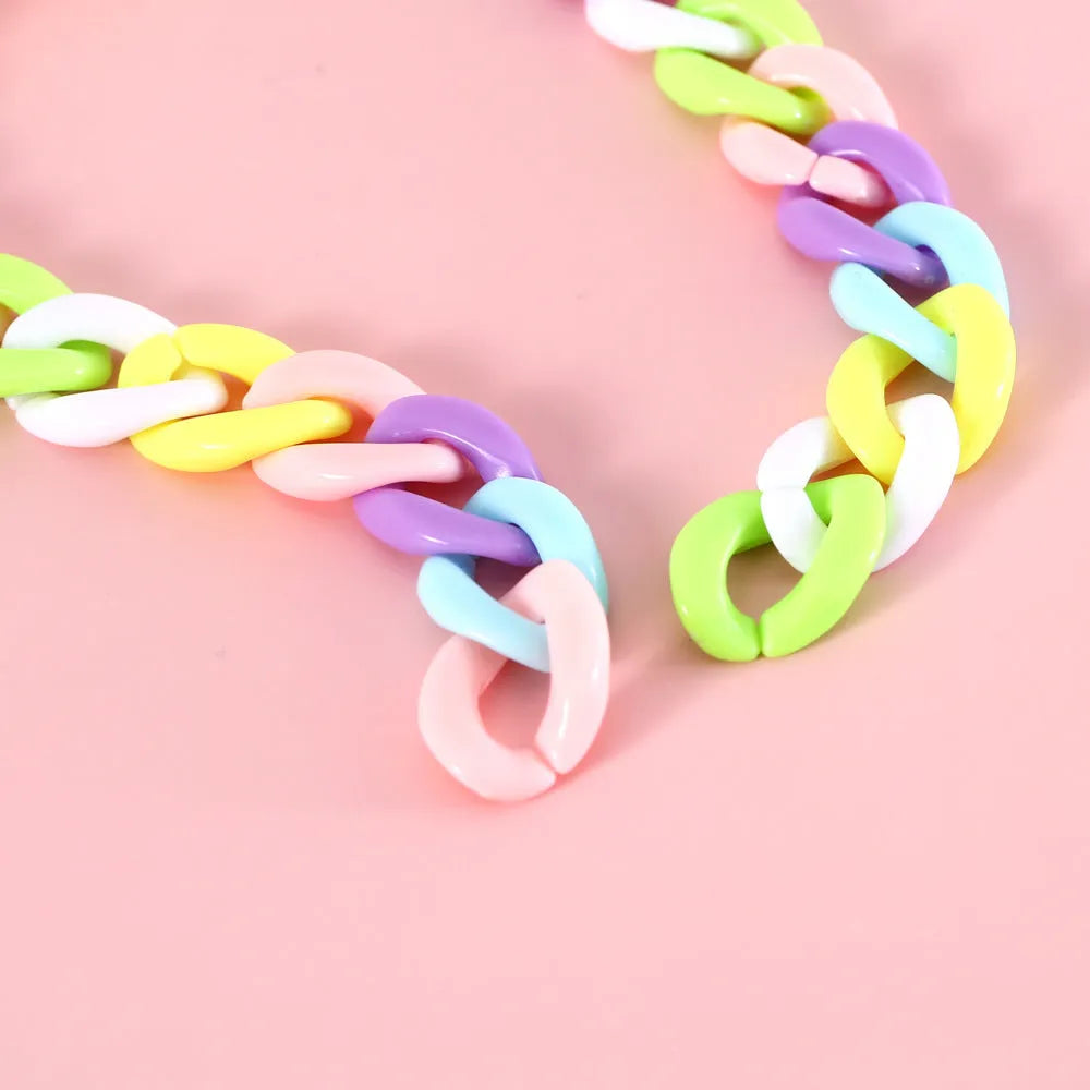 Adjustable plastic pet collar in macaron candy colours with chain link design for special occasions