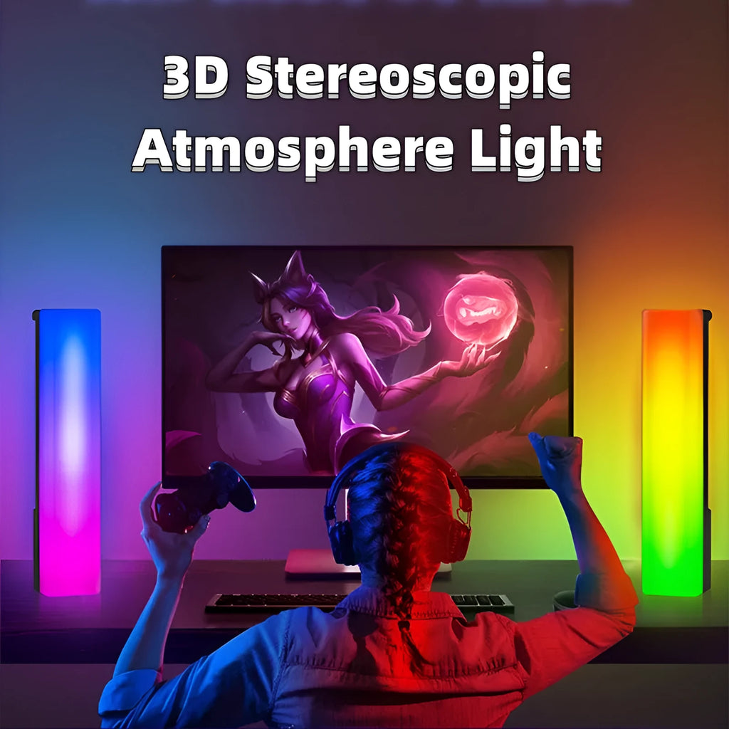 3D RGB voice-activated rhythm light for PC gaming in black or white shell