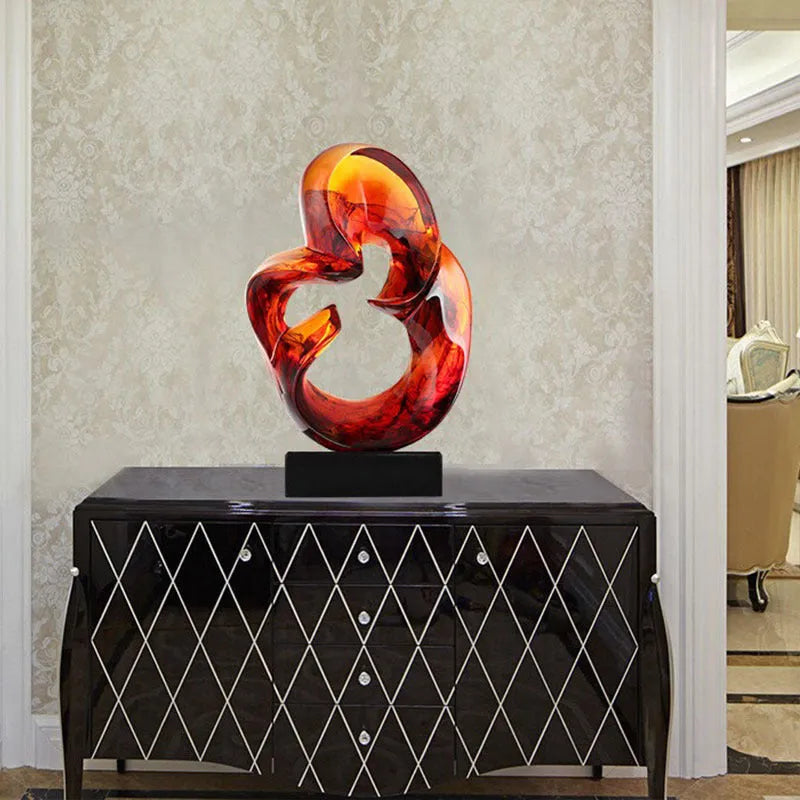 Transparent resin craft ornament in modern simplicity style, orange red or blue colour option