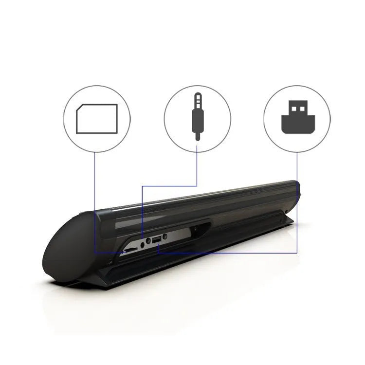BS-41A black wall-mounted plastic Bluetooth speaker with remote control on a white wall.
