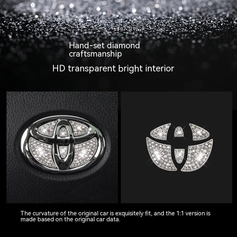 Zinc alloy diamond-pattern steering wheel centre badge sticker for Toyota cars