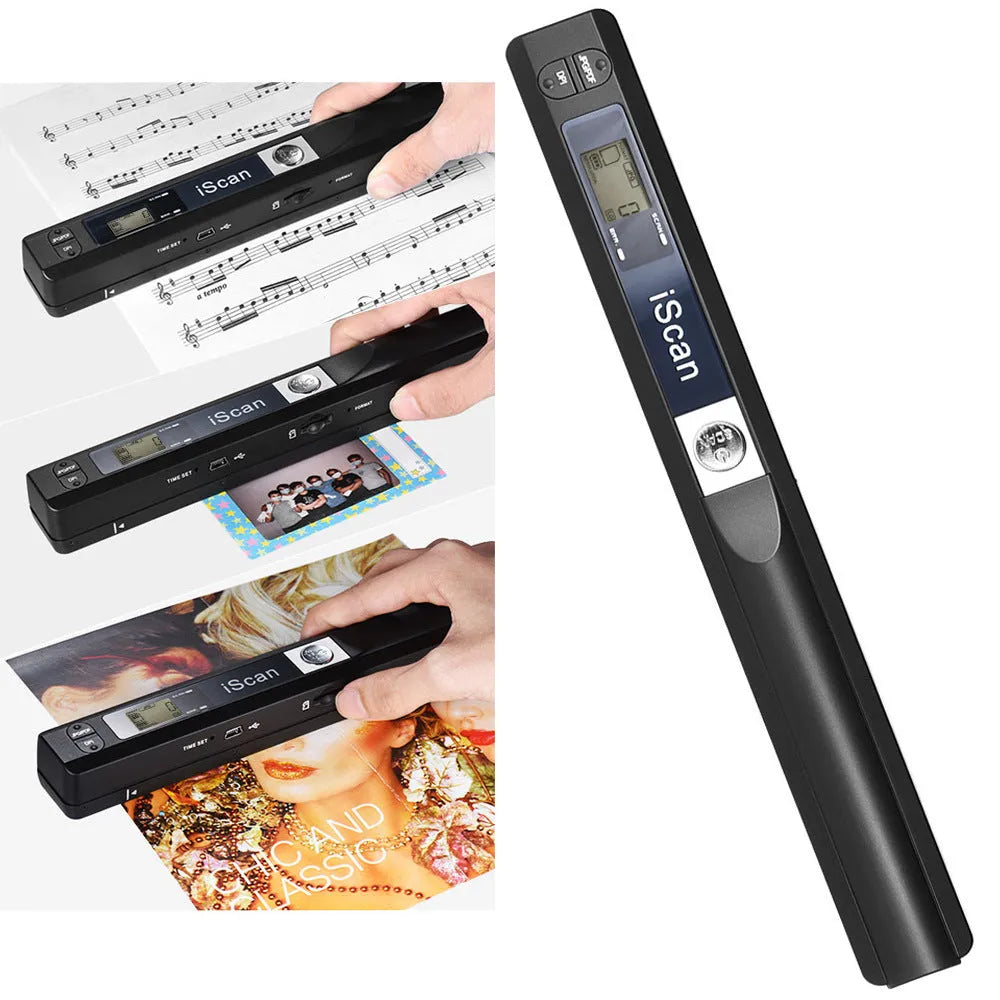 Handheld Bluetooth scanner in plastic housing showing black, blue, green, red, and silver colour options