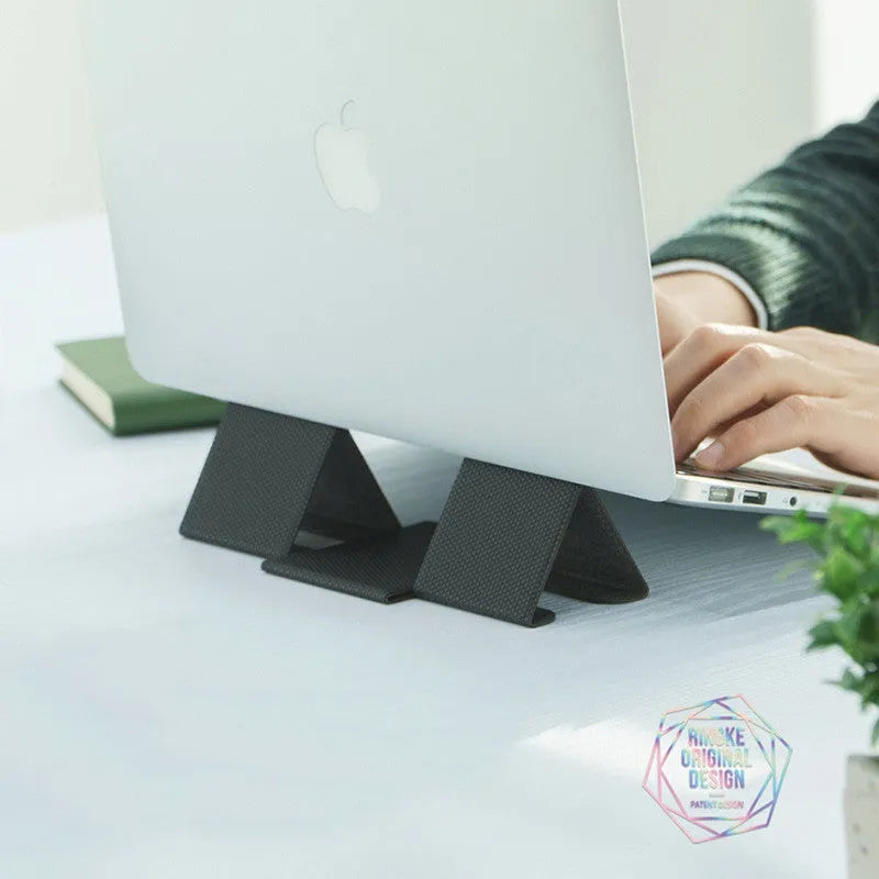 Ringke Folding Stand2 grey notebook stand with PU and metal construction, 210x160mm