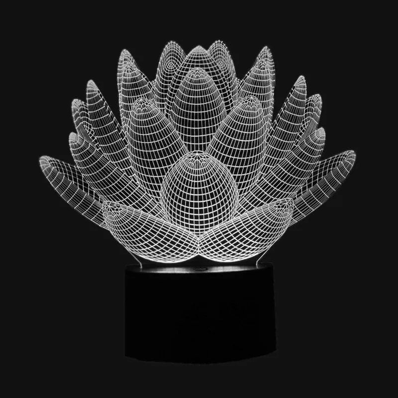 Modern lotus-shaped acrylic LED night light with touch control and 7 colour options.