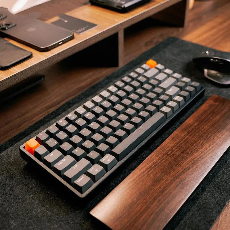 K2A&Z 87-key wired mechanical keyboard with white backlight, plastic edge, grey colour, green switch option