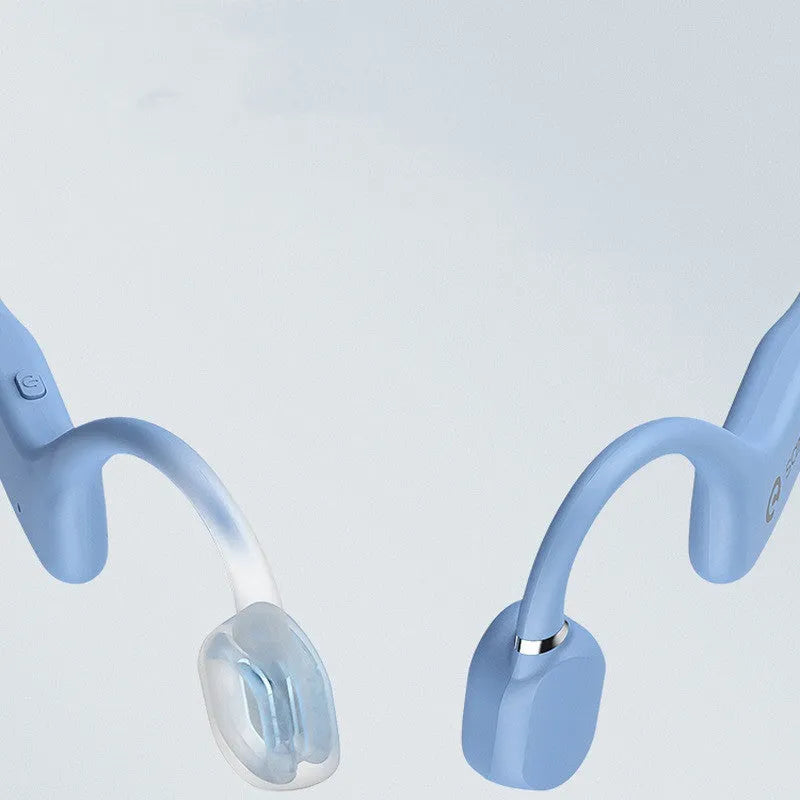 Bone conduction Bluetooth headset with hanging neck design shown in multiple colour options