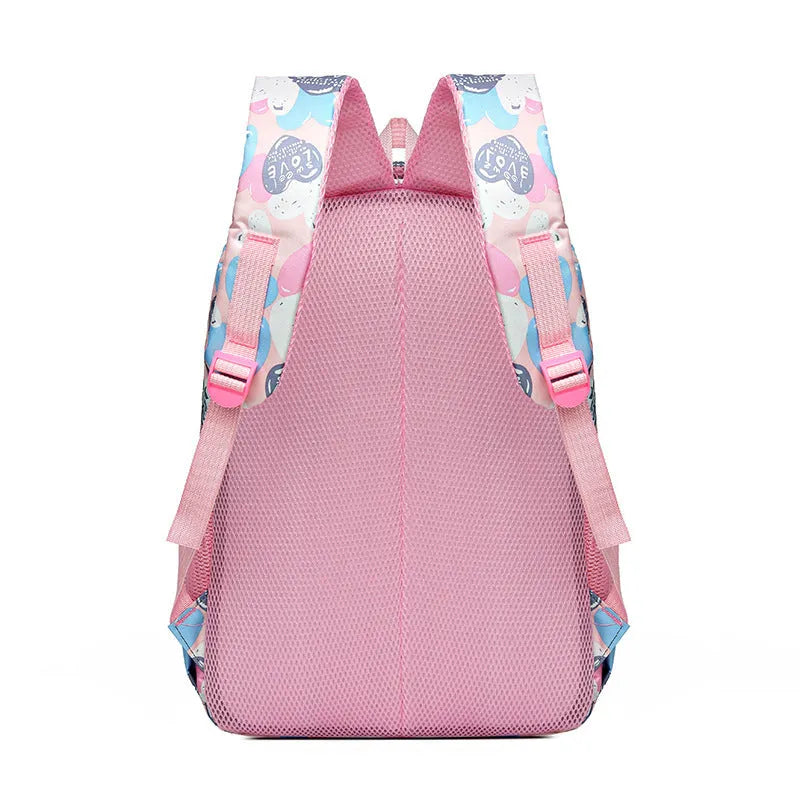 Blue student schoolbag with air pillow belt straps and large main compartment.