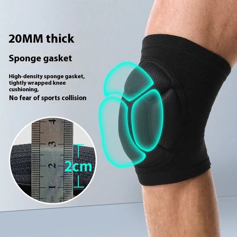 Black and blue thick sponge dance kneepads with anti-collision protection for sports