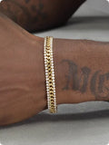 Gold titanium steel tennis bracelet with artificial gemstones showing hip hop European American style