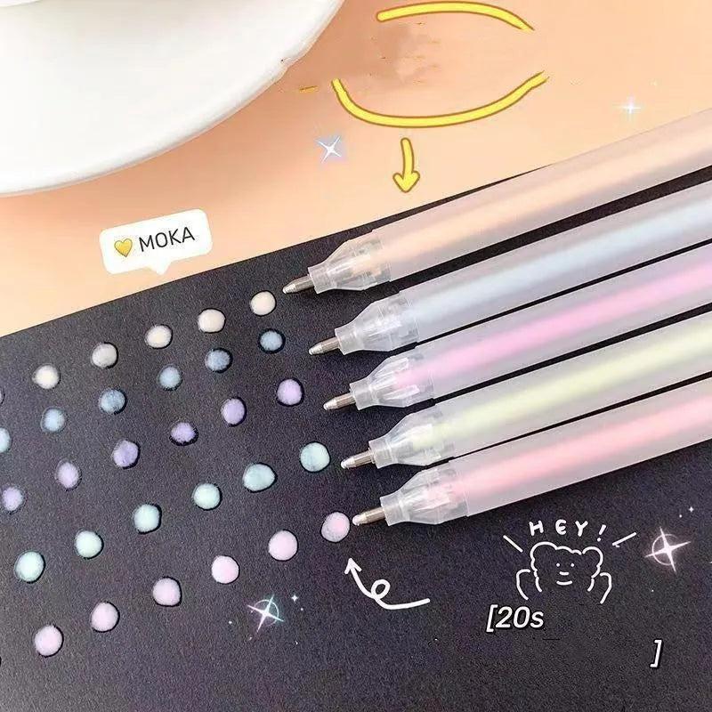Macaroon coloured plastic dispensing pen with cap-pull mechanism for quick-dry adhesive